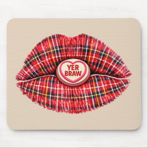 Mousepad Presente Escocês Tartan Lábios Amor Pop Art