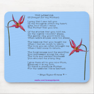 Mousepad Presente floral da poesia do dia das mães ou do