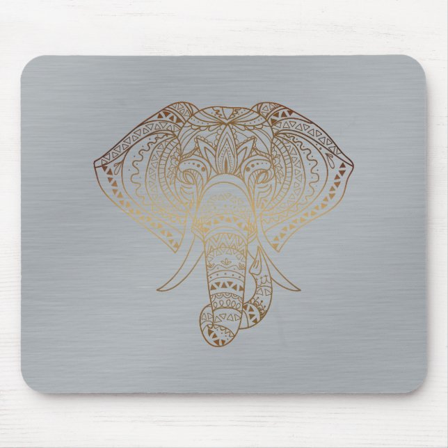 Mousepad Presente no Escritório Tribal de Silver do Elefant (Frente)