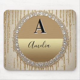 Mousepad Presente Personalizado Com Monograma Dourado Para 
