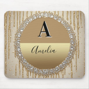 Mousepad Presente Personalizado Com Monograma Dourado Para