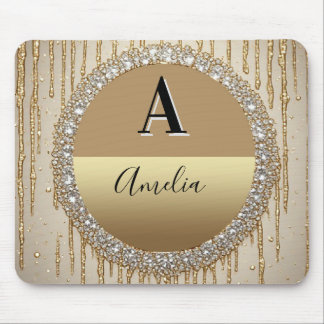 Mousepad Presente Personalizado Com Monograma Dourado Para 