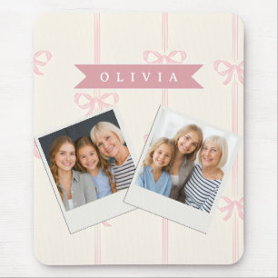 Mousepad Presente Personalizado Laço Rosa Nome Elegante Coq