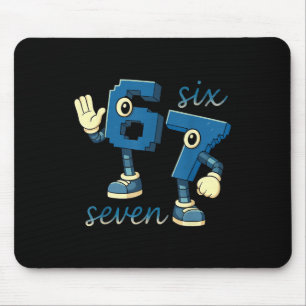Mousepad Presente Retro Seis Sete Número Meme Brainrot Para