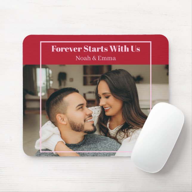 Mousepad Presente Romântico Personalizado com Foto e Texto  (Com mouse)