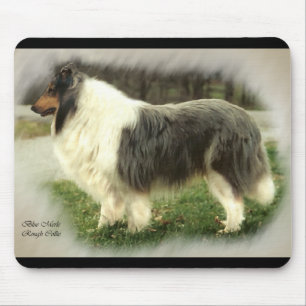 Mousepad Presentes ásperos azuis da arte do Collie de Merl
