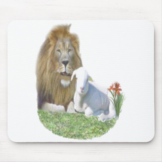 Mousepad Presentes cristãos do Leão e do cordeiro (Frente)