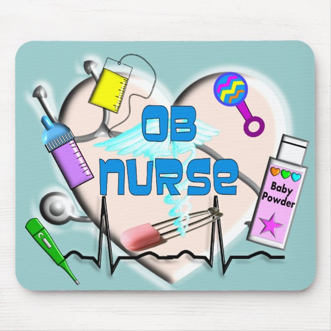 Mousepad Presentes da arte da enfermeira de OB (Frente)