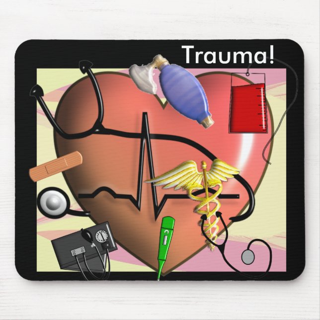 Mousepad Presentes da arte da enfermeira do traumatismo (Frente)