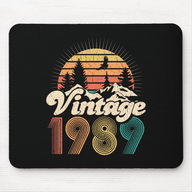 Mousepad Presentes de 30º Aniversário - Vintage 1989 Mulher (Frente)