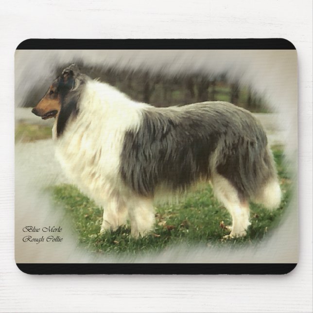 Mousepad Presentes de Arte Collie Rough Blue Merle (Frente)