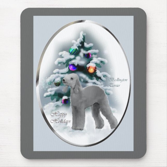 Mousepad Presentes de Natal Bedlington Terrier (Frente)
