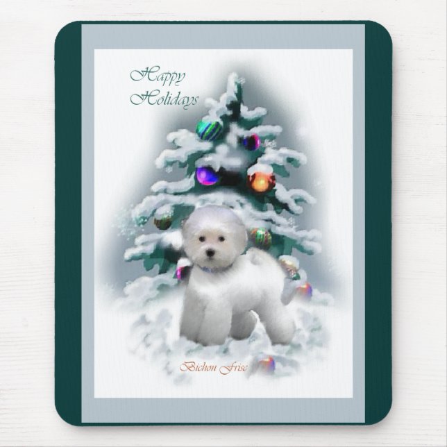 Mousepad Presentes de Natal Bichon Frise (Frente)
