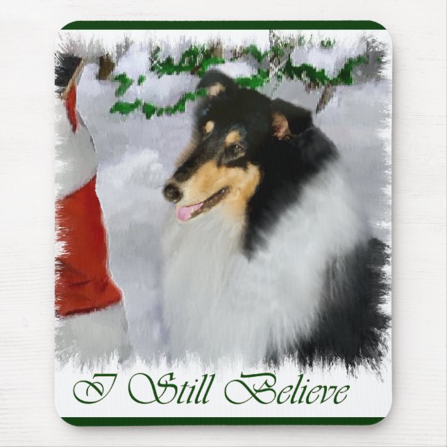 Mousepad Presentes de Natal de Collie Rough Rough Tricolor (Frente)