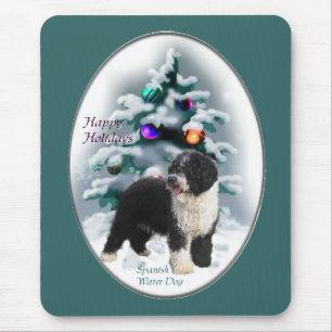 Mousepad Presentes de Natal no Cão de Água Espanhol