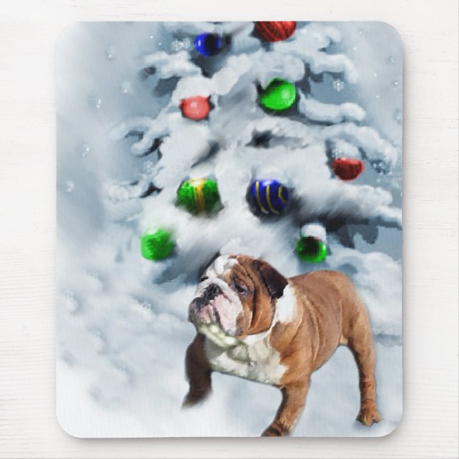 Mousepad Presentes de Natal para Bulldog Inglês (Frente)