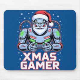 Mousepad Presentes de Natal para Gamer Cyber Santa Robot Na