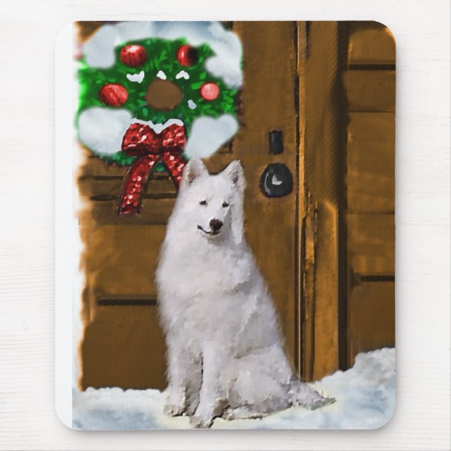 Mousepad Presentes de Natal Samoyed (Frente)