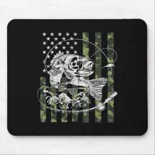 Mousepad Presentes de pesca da bandeira americana camuflada