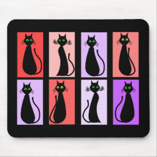Mousepad Presentes do pop art dos gatos pretos
