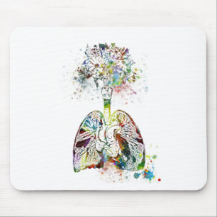 Mousepad Presentes médicos coração e motivo dos pulmões