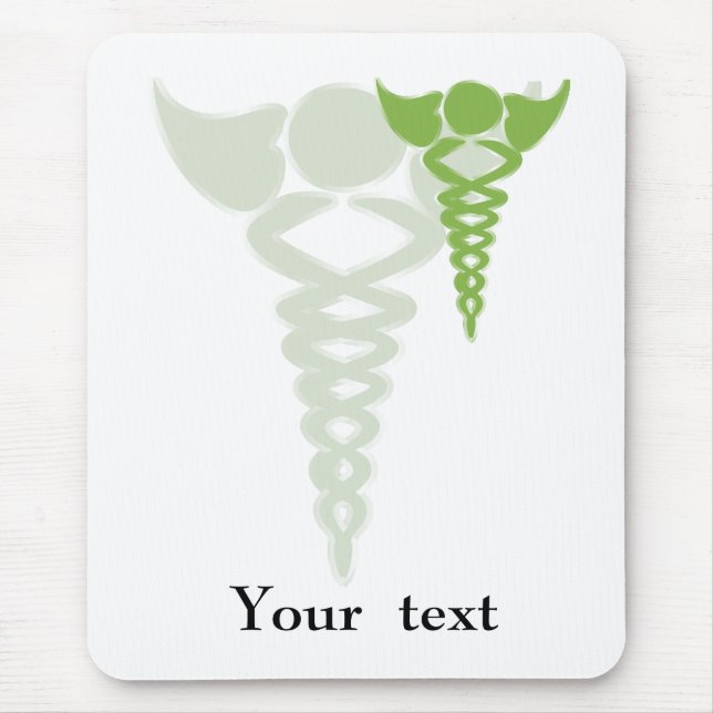Mousepad presentes médicos verdes caduceus (Frente)