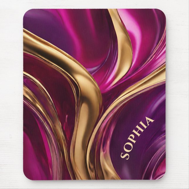 Mousepad Presentes modernos para ela - Fuchsia Purple e Dou (Frente)