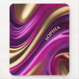 Mousepad Presentes modernos para ela - Rosa Roxo e Dourado-