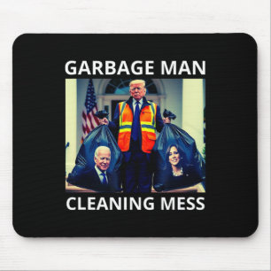 Mousepad Presidente Lixo Homem Limpando Bagunça Camiseta Tr