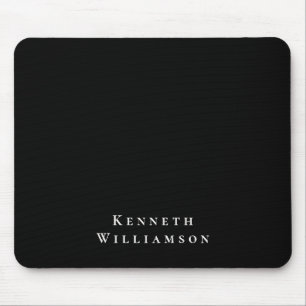 Mousepad Preto Branco Nome Personalizado Minimalista Modern