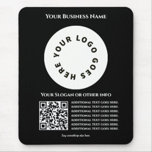 Mousepad Preto com código QR adicione seu próprio texto e l