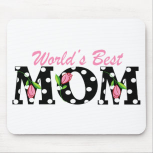 Mousepad Preto da mamã do mundo o melhor com tulipas