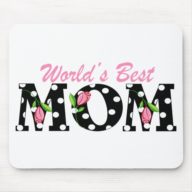 Mousepad Preto da mamã do mundo o melhor com tulipas (Frente)