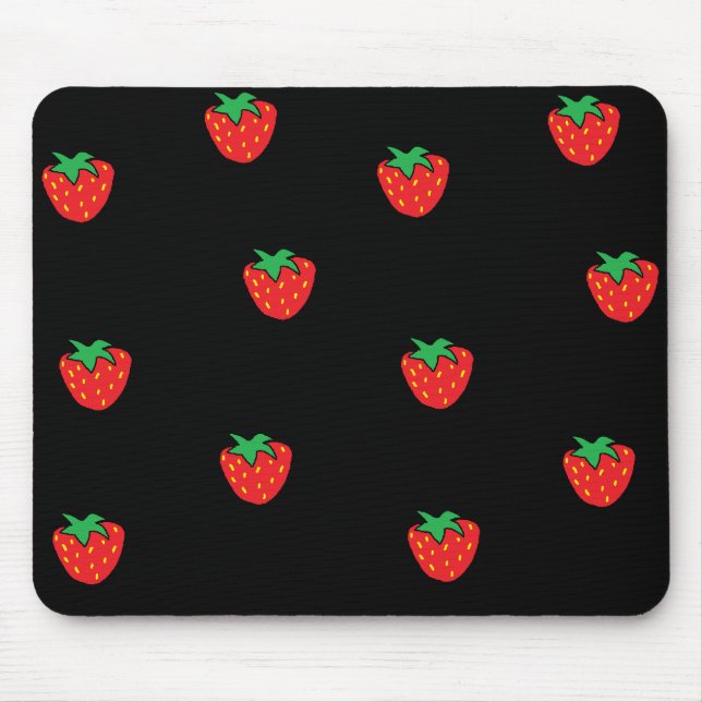 Mousepad Preto das morangos (Frente)