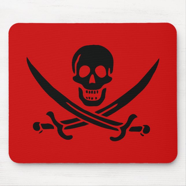Mousepad preto do crânio de Jack Rackham (Frente)