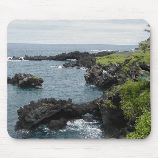 Mousepad preto do hawaiian da rocha (Frente)