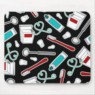 Mousepad Preto do impressão do dentista bonito/higienista