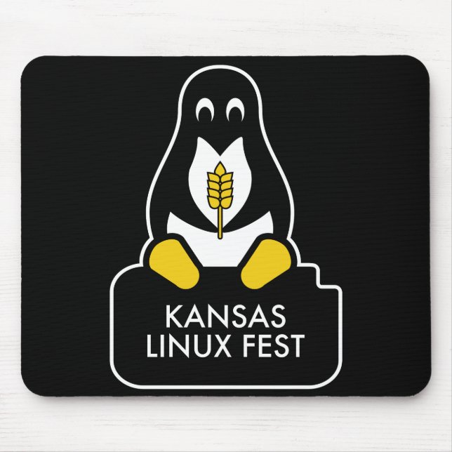 Mousepad Preto do mouse Fest do Kansas Linux (Frente)