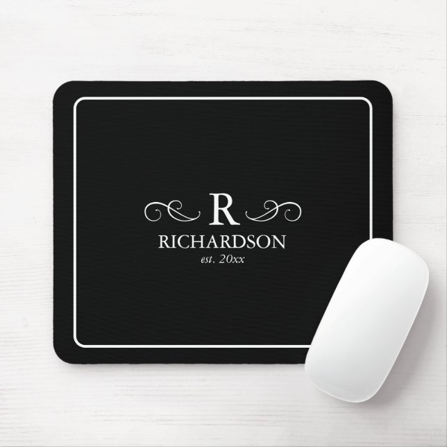 Mousepad preto e branco Elegante (Com mouse)