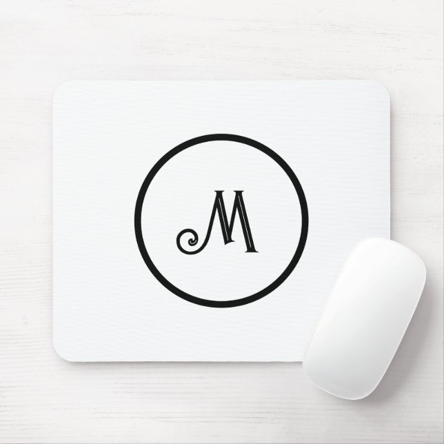 Mousepad Preto e branco iniciais personalizados (Com mouse)