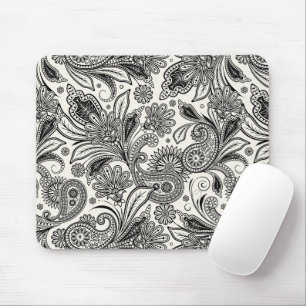 Mousepad Preto e branco paisley