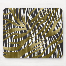 Mousepad Preto e Dourado Estampa de Zebra Safari Chic Glamo