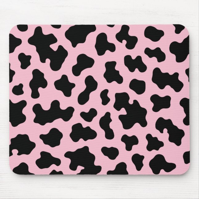 Mousepad Preto e Rosa Impressão em Couro de Vaca (Frente)