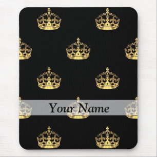 Mousepad Preto e teste padrão da coroa do ouro