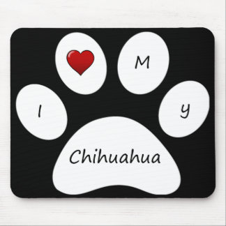 Mousepad Preto eu amo meu tapete do rato da chihuahua