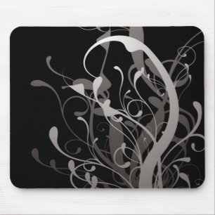Mousepad preto floral abstrato