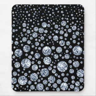 Mousepad Preto Metálico de Cristal de Prata