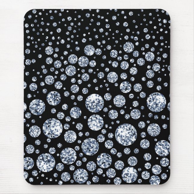 Mousepad Preto Metálico de Cristal de Prata (Frente)