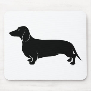 Mousepad Preto no Dachsund branco