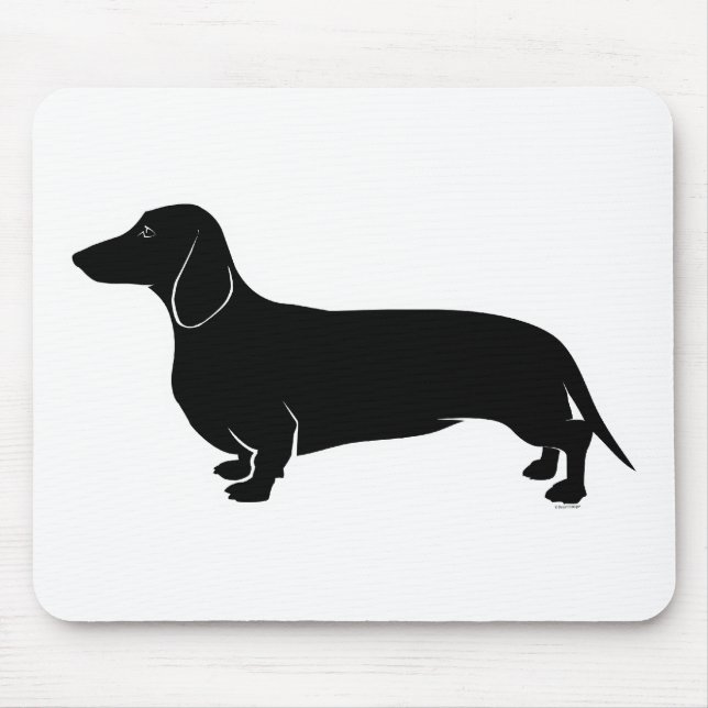 Mousepad Preto no Dachsund branco (Frente)